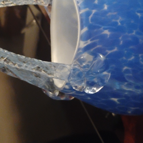 Blue Murano Glass Purse Style Vase with Handle - Picture 2 of 3